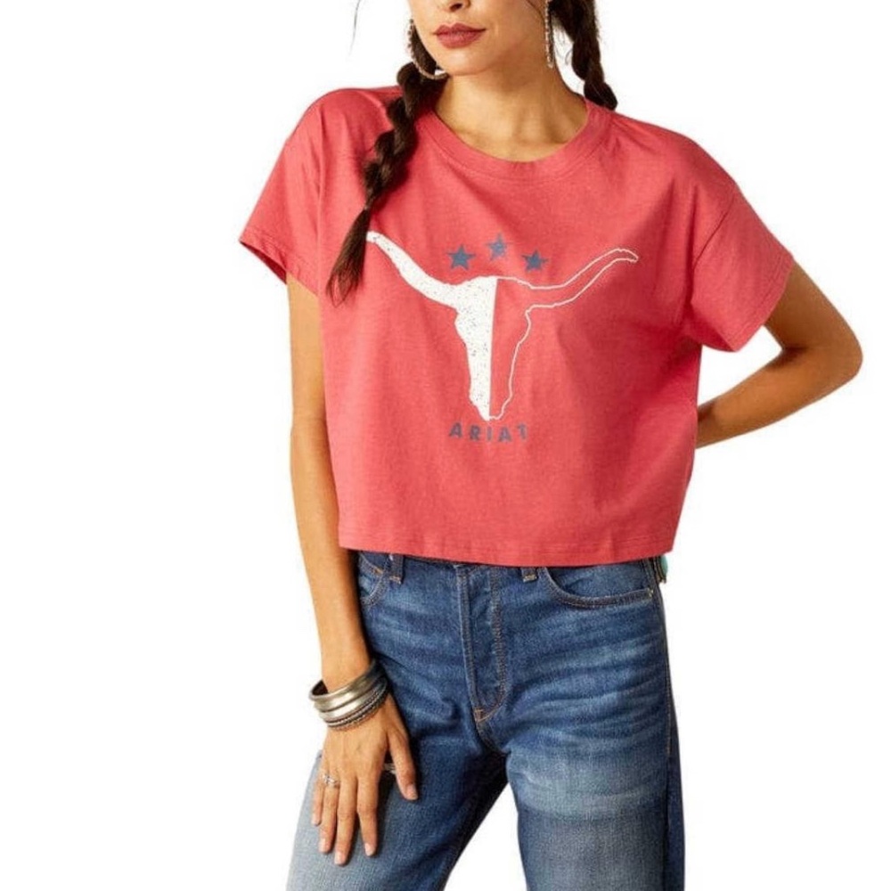 Women’s Ariat Lone Star Cropped T-Shirt Size Large